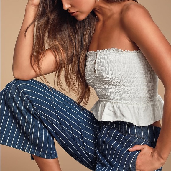 NWT Free People Ivory Smocked Tube Top, Small - Picture 4 of 4